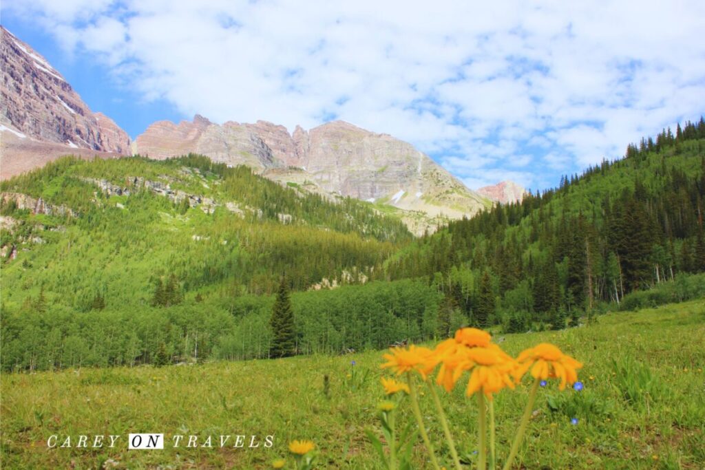 Hiking in the Maroon Bells area in summer