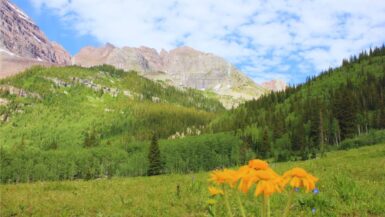 Hiking in the Maroon Bells area in summer