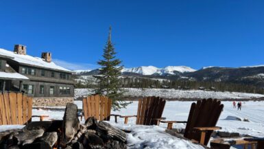 Enjoying the fire pit after a ski day at Devil's Thumb Ranch