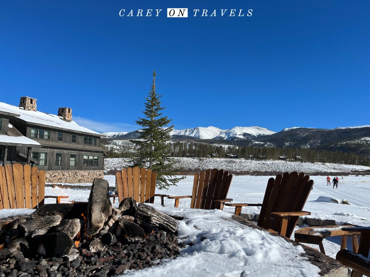 Enjoying the fire pit after a ski day at Devil's Thumb Ranch