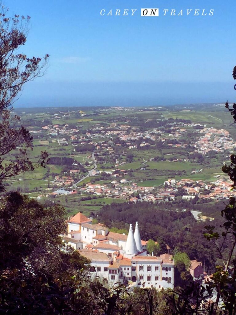 View from the trail to the Moorish Palace overlooking the National Palace of Sintra