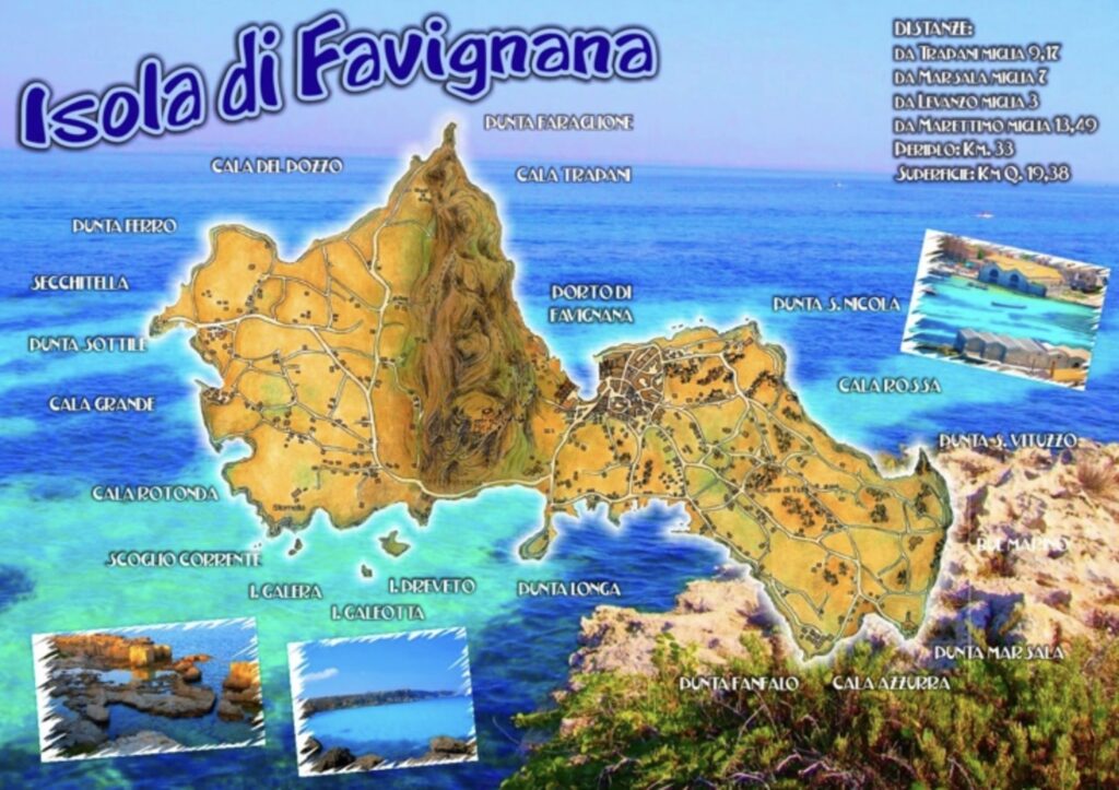 Egadi islands Favignana tourist map