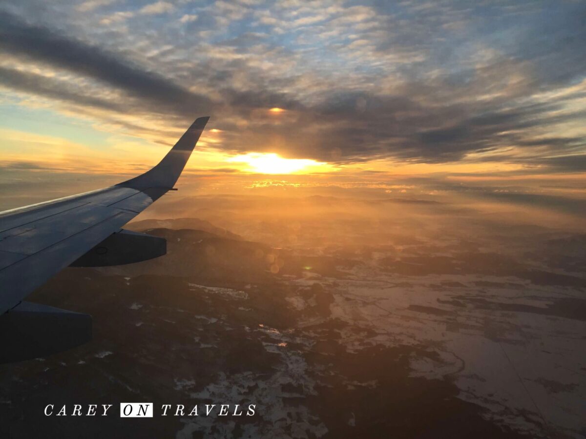 Flying over Croatia at sunset