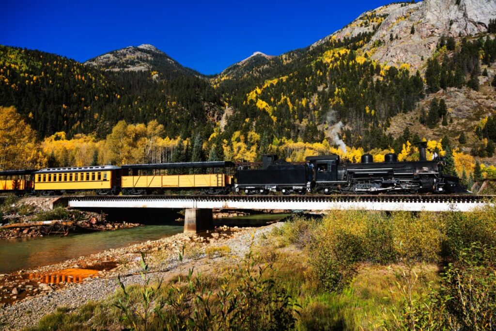 A Durango & Silverton Narrow-Guage Scenic Railroad train, Original image from Carol M. Highsmith's American Library of Congress collection. Digitally enhanced by rawpixel