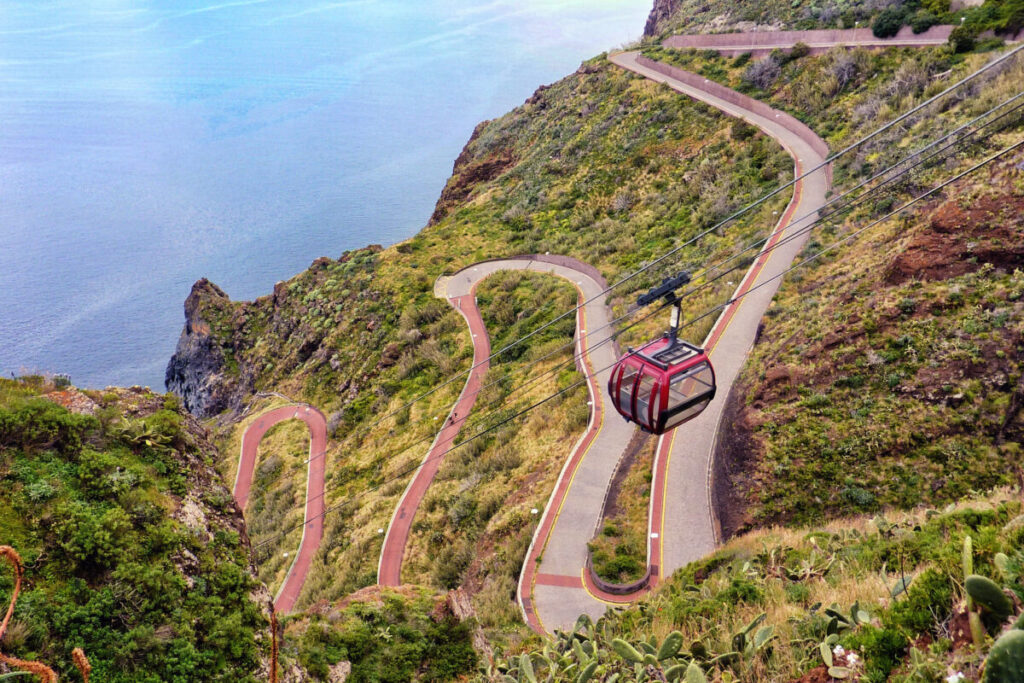 Caniço - winding road and cable car, photo credit Mike Finn on Flickr