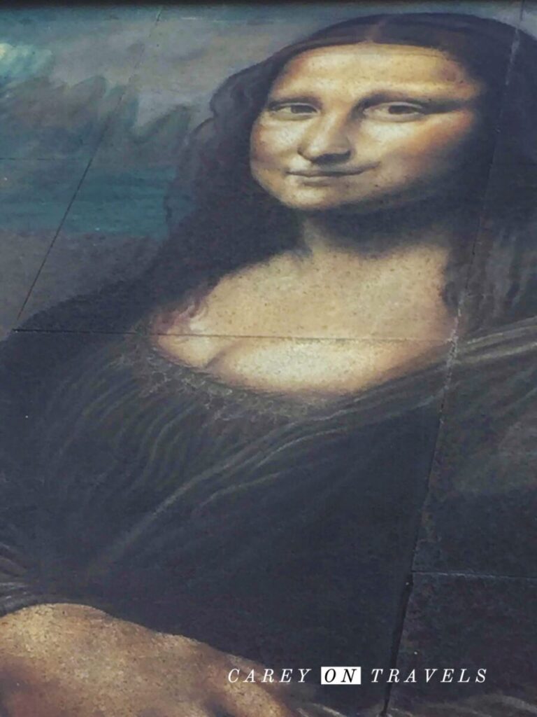 Chalk street art of the Mona Lisa in Rome