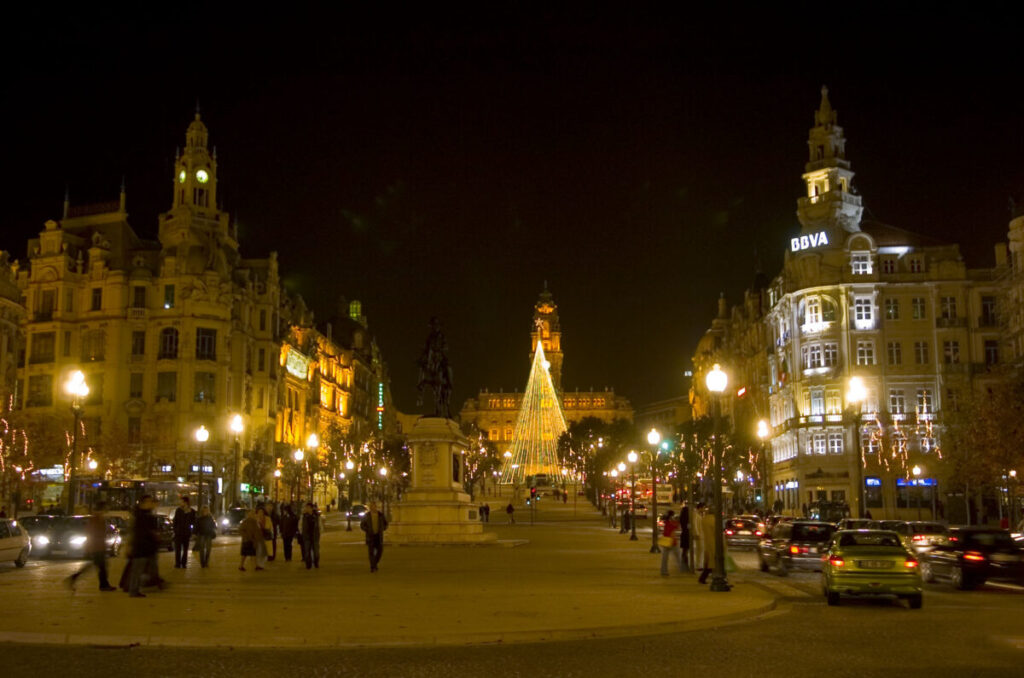 Portugal lit up for the holidays, photo credit Porto Convention & Visitors Bureau