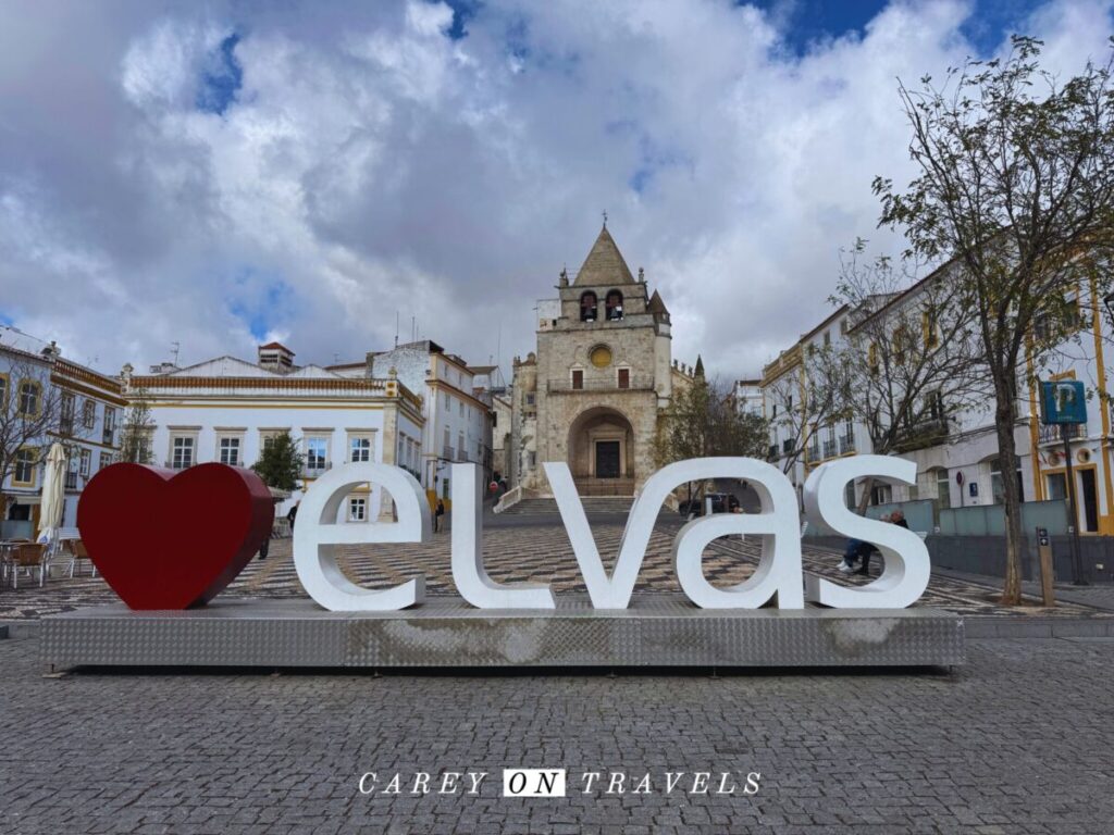 Praça da República with Igreja de Nossa Senhora da Assunção in Elvas Alentejo Portugal