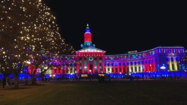 Denver Civic Center illuminated for the Holidays