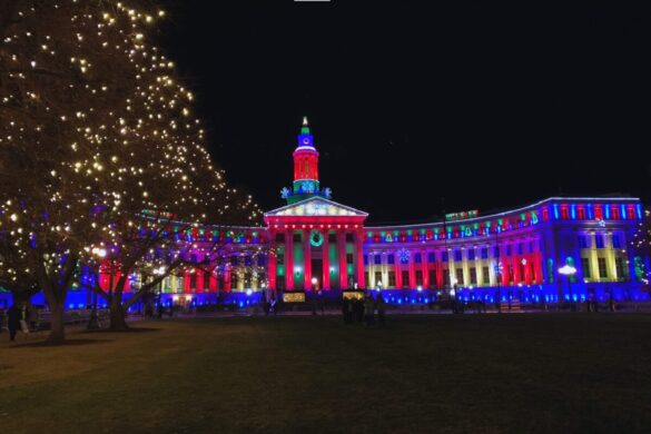 Denver Civic Center illuminated for the Holidays