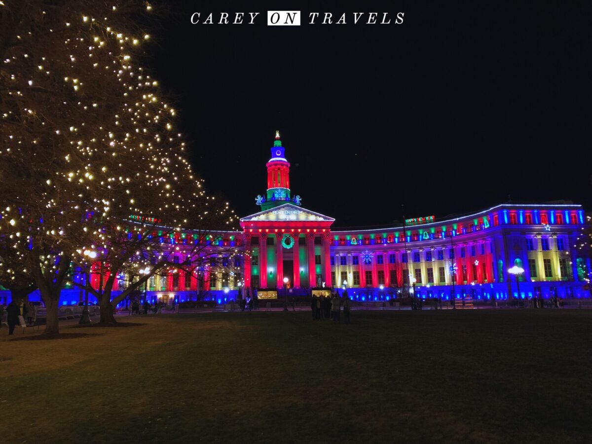 Denver Civic Center illuminated for the Holidays