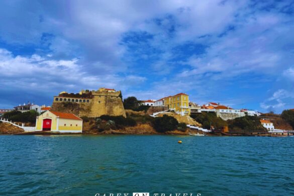 View of Vila Nova de Milfontes from the ferry