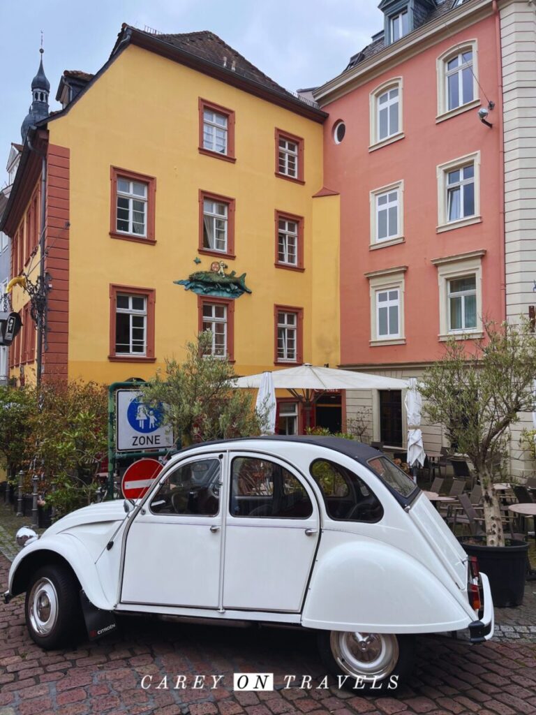 Car parked at the entrance to the Pedestrian Zone Heidelberg