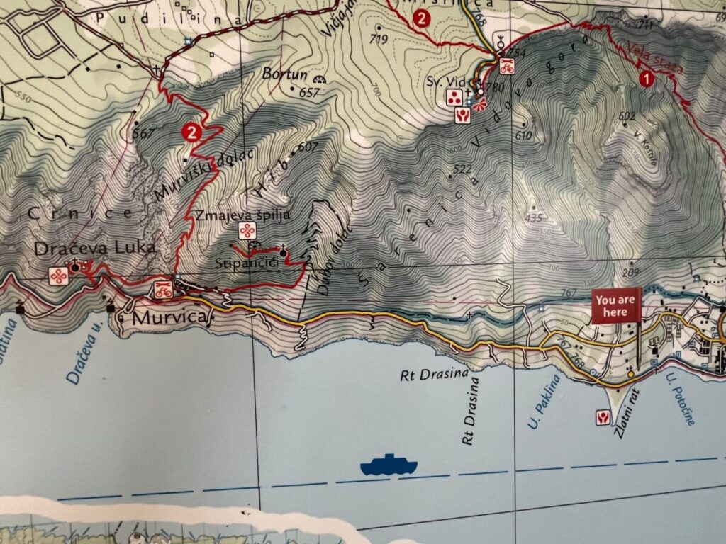 Map of the Route from Bol to Murvica