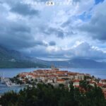 View of Korčula old town from the path to the Forteca