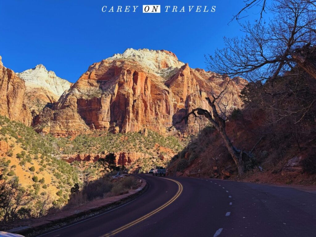 Zion-Mount Carmel Highway in winter