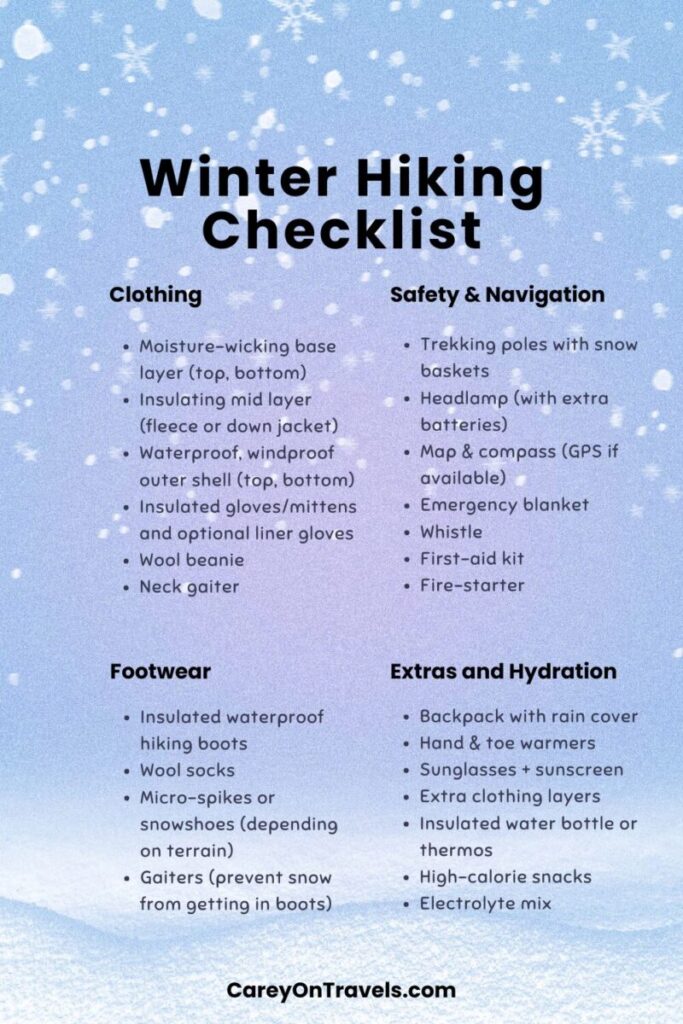 Essential Winter Hiking Checklist pin