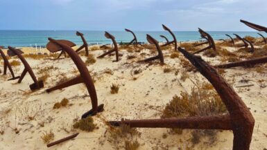 Cemetery of Anchors at Praia do Barril, near Tavira, Portugal